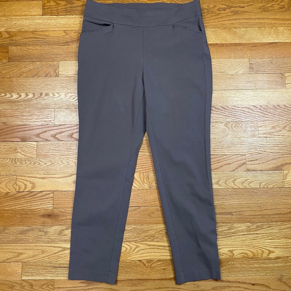 Chico's‎ Perfect Stretch Pants Womens 2 Short Brown Grey Pull On Office Workwear